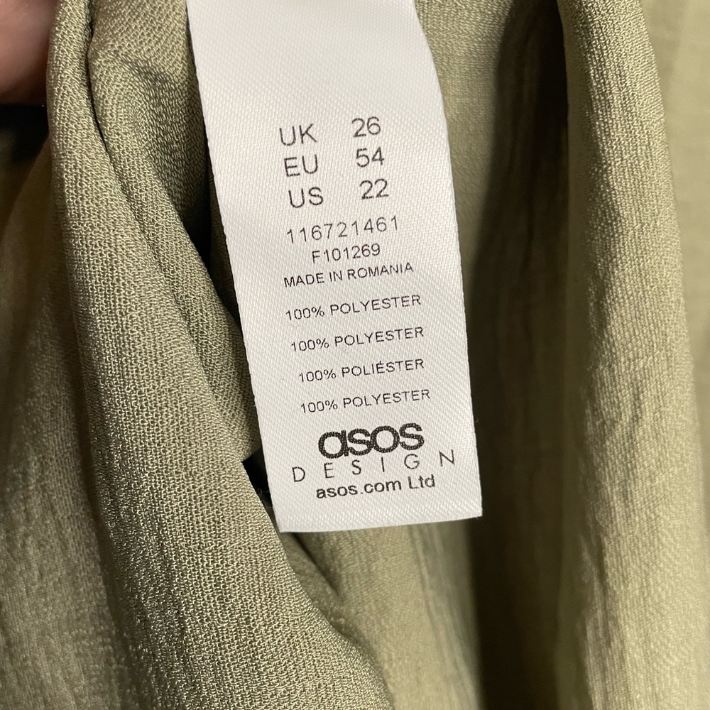 Asos Design Curve Collared Wrap Blouse In Khaki - image 5